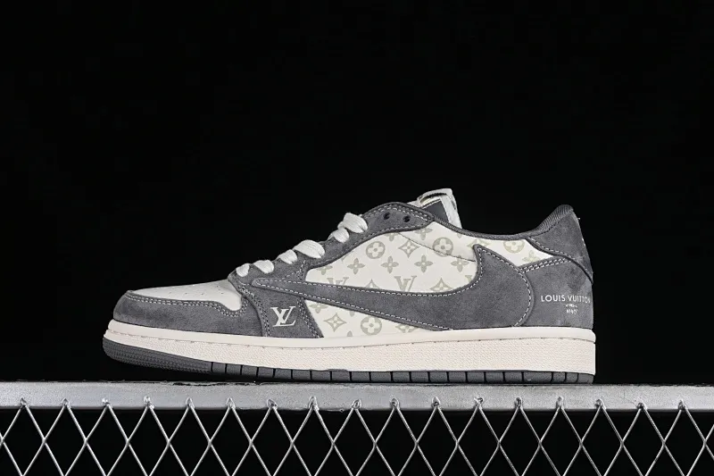 All categories Air Jordan Jordan series basketball shoes Air Jordan 1 Low High-end customized low-top sneakers Travis Scott x Fragment Design x Jordan Air Jordan 1 Low OG SP AJ1 Joe 1 LV joint-grey pig eight print low-top cultural casual sneakers SJ2068-001